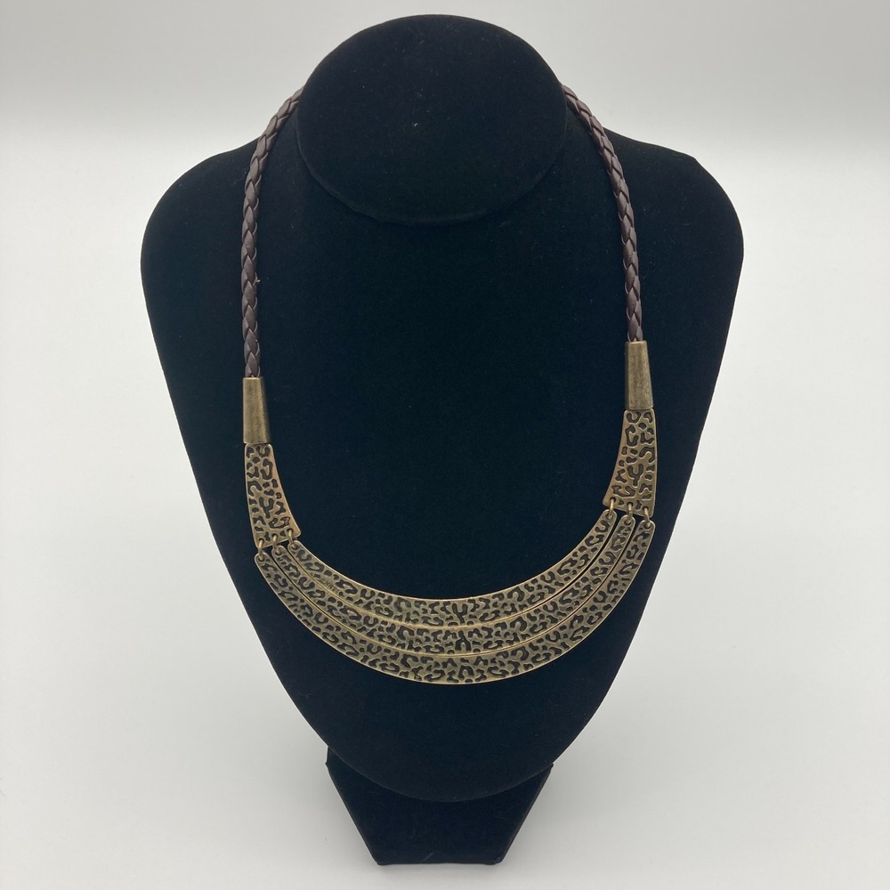 Avon NRT North River Trading Reversible Bronze Leopard Bib Statement Necklace